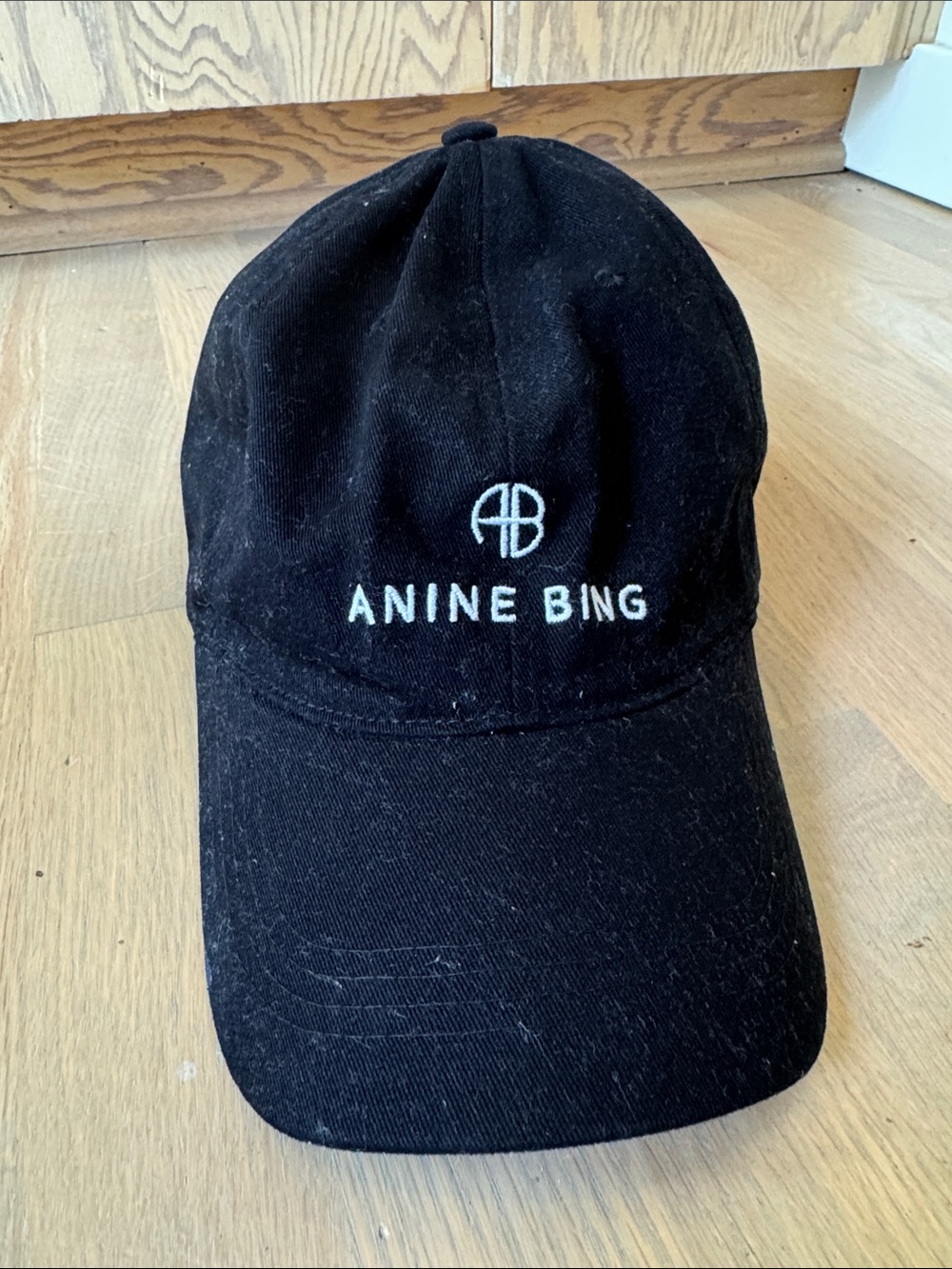 Anine Bing Black Baseball Cap with White Embroidered Logo